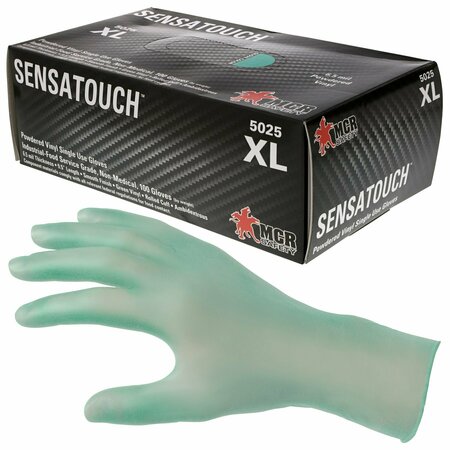 MCR SAFETY Vinyl Disposable Gloves, Vinyl, Powdered, XL, 400 PK 5025XL